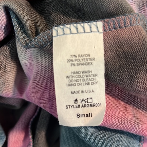 Amore All F..Y. Blue Pink Gray Tie Dye Inspired Short Sleeve Top - Picture 8 of 8